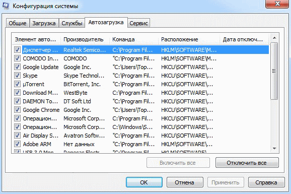 Управление автозапуском программ в Windows